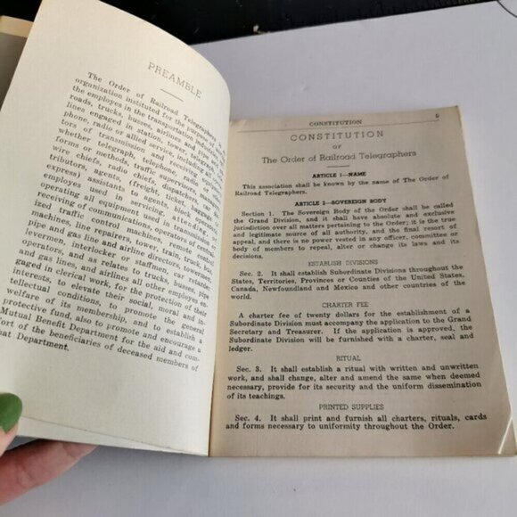 1939 Constitution Railroad Telegraphers Booklet Railway Workers Mutual Benefit - Picture 5 of 10